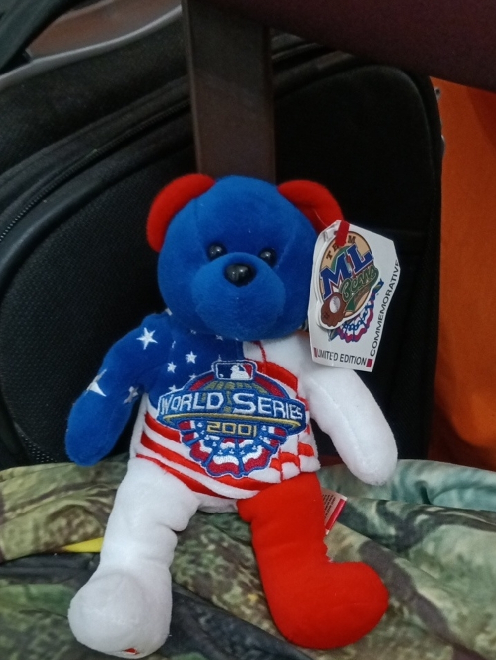 MLB Patriotic 2001 World Series Plush Bear - Red Blue White